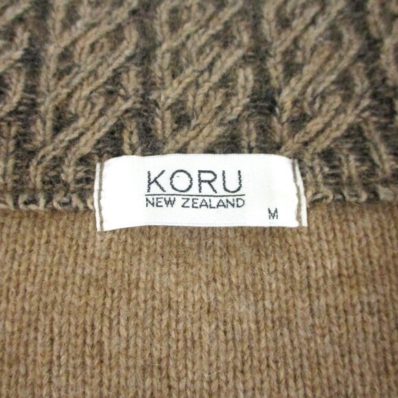 Soft Merino Wool Zip Front Sweater Jacket Beige Brown KORU New Zealand - Picture 7 of 8
